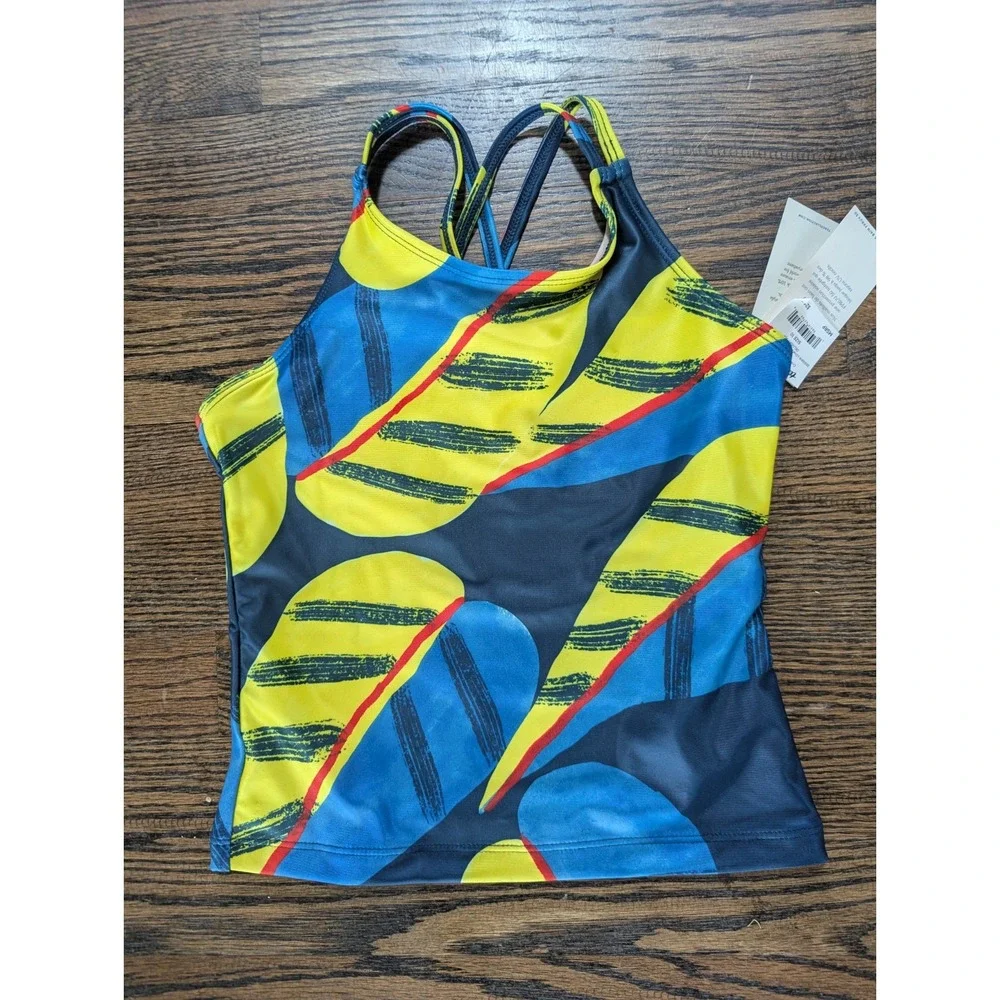 NEW!! Tea Collection Girl's tankini Swim SUIT Top Size 10 Tropical Leaf